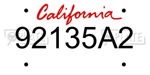 92135A2 California License Plate