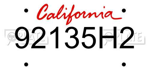 92135H2 California License Plate