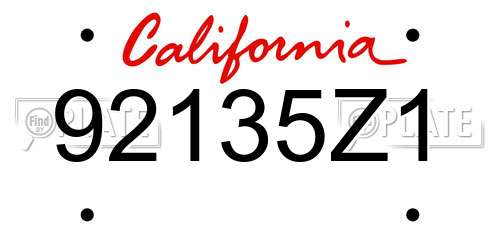 92135Z1 California License Plate