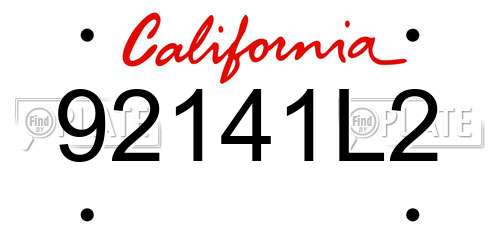 92141L2 California License Plate