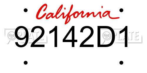 92142D1 California License Plate