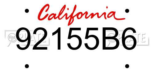 92155B6 California License Plate