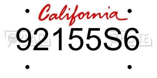 92155S6 California License Plate