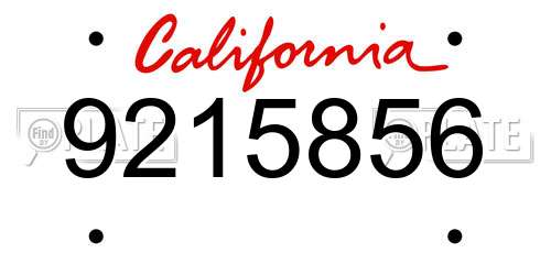 9215856 California License Plate