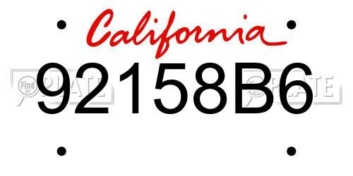 92158B6 California License Plate