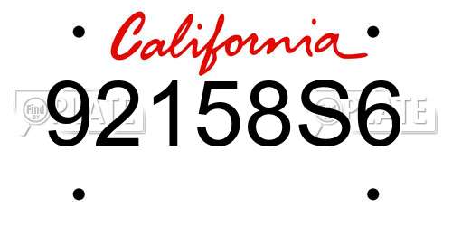 92158S6 California License Plate