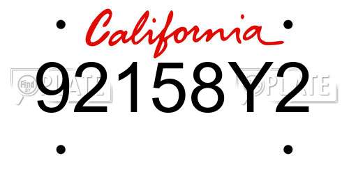 92158Y2 California License Plate