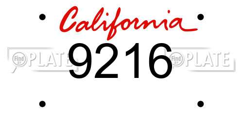 9216 California License Plate