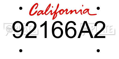92166A2 California License Plate