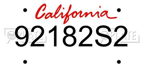 92182S2 California License Plate