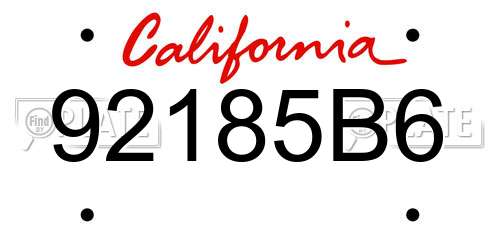 92185B6 California License Plate