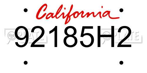 92185H2 California License Plate