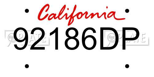 92186DP California License Plate