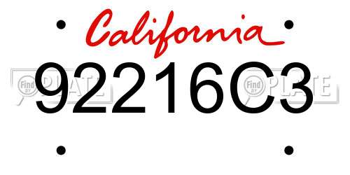 92216C3 California License Plate
