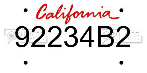 92234B2 California License Plate