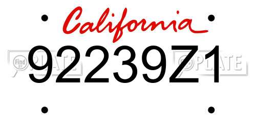 92239Z1 California License Plate