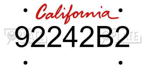 92242B2 California License Plate