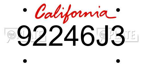 92246J3 California License Plate