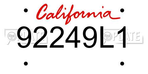 92249L1 California License Plate
