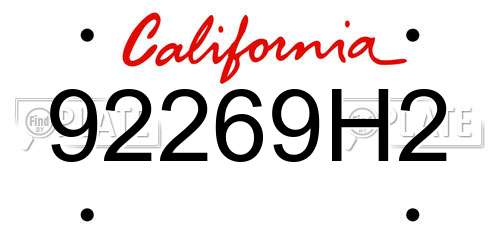 92269H2 California License Plate