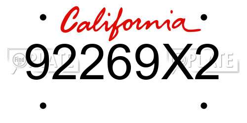 92269X2 California License Plate