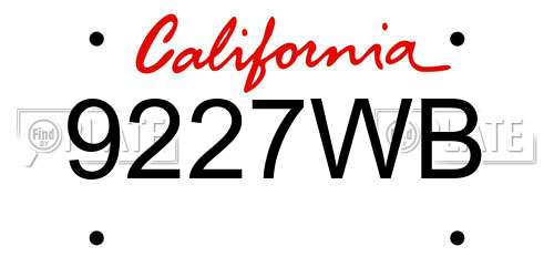 9227WB California License Plate