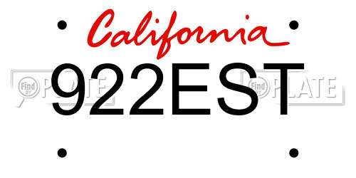 922EST California License Plate