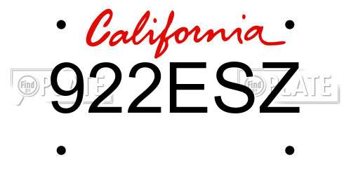 922ESZ California License Plate