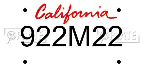 922M22 California License Plate