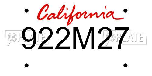 922M27 California License Plate