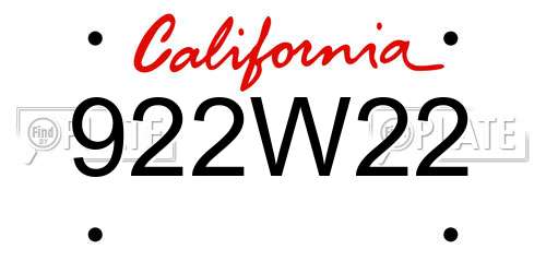 922W22 California License Plate