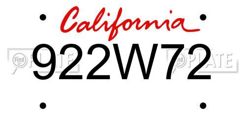 922W72 California License Plate