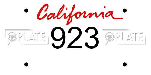 923 California License Plate