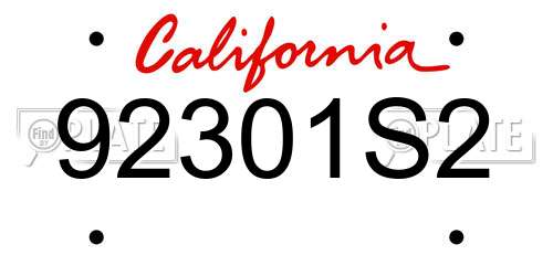 92301S2 California License Plate