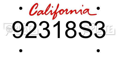 92318S3 California License Plate