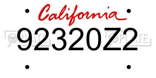 92320Z2 California License Plate
