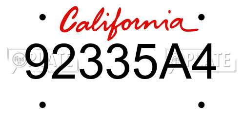 92335A4 California License Plate
