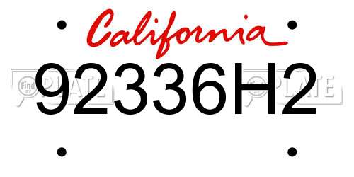92336H2 California License Plate