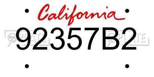92357B2 California License Plate