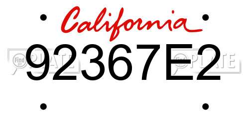 92367E2 California License Plate
