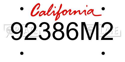 92386M2 California License Plate