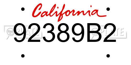 92389B2 California License Plate