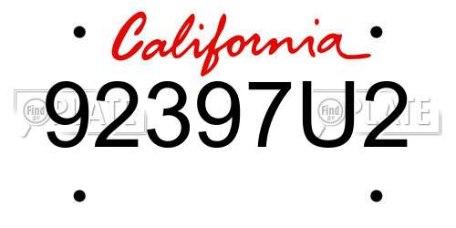92397U2 California License Plate