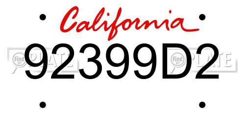 92399D2 California License Plate