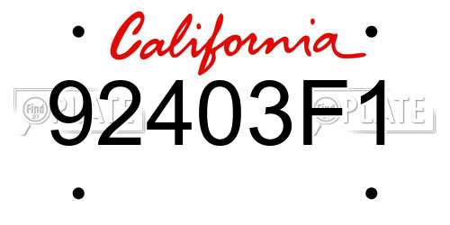 92403F1 California License Plate