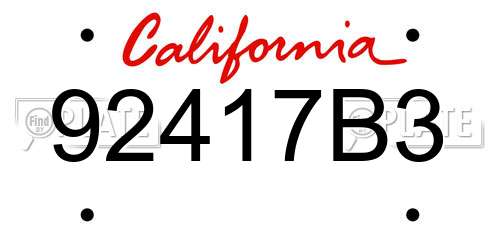 92417B3 California License Plate