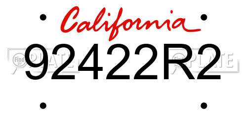 92422R2 California License Plate