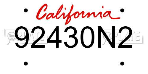 92430N2 California License Plate