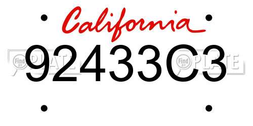 92433C3 California License Plate