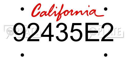 92435E2 California License Plate